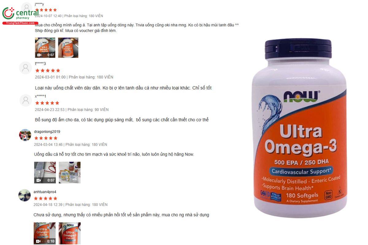 Đánh giá của khách hàng về sản phẩm Ultra Omega-3 Now