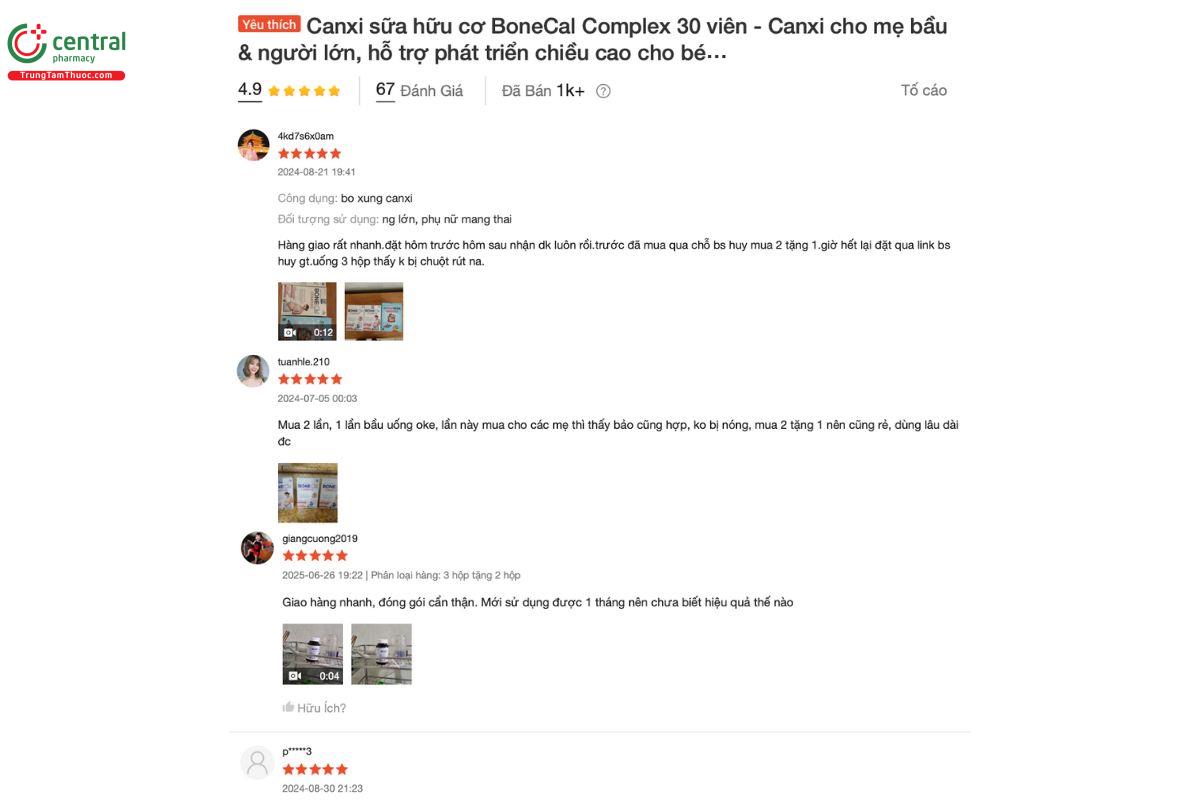 Cảm nhận, đánh giá của những người đã sử dụng Viên bổ sung Canxi Bonecal Complex