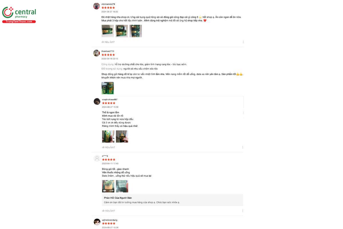 Cảm nhận, đánh giá của người đã mua và sử dụng Viên Hà Thủ Ô TPN