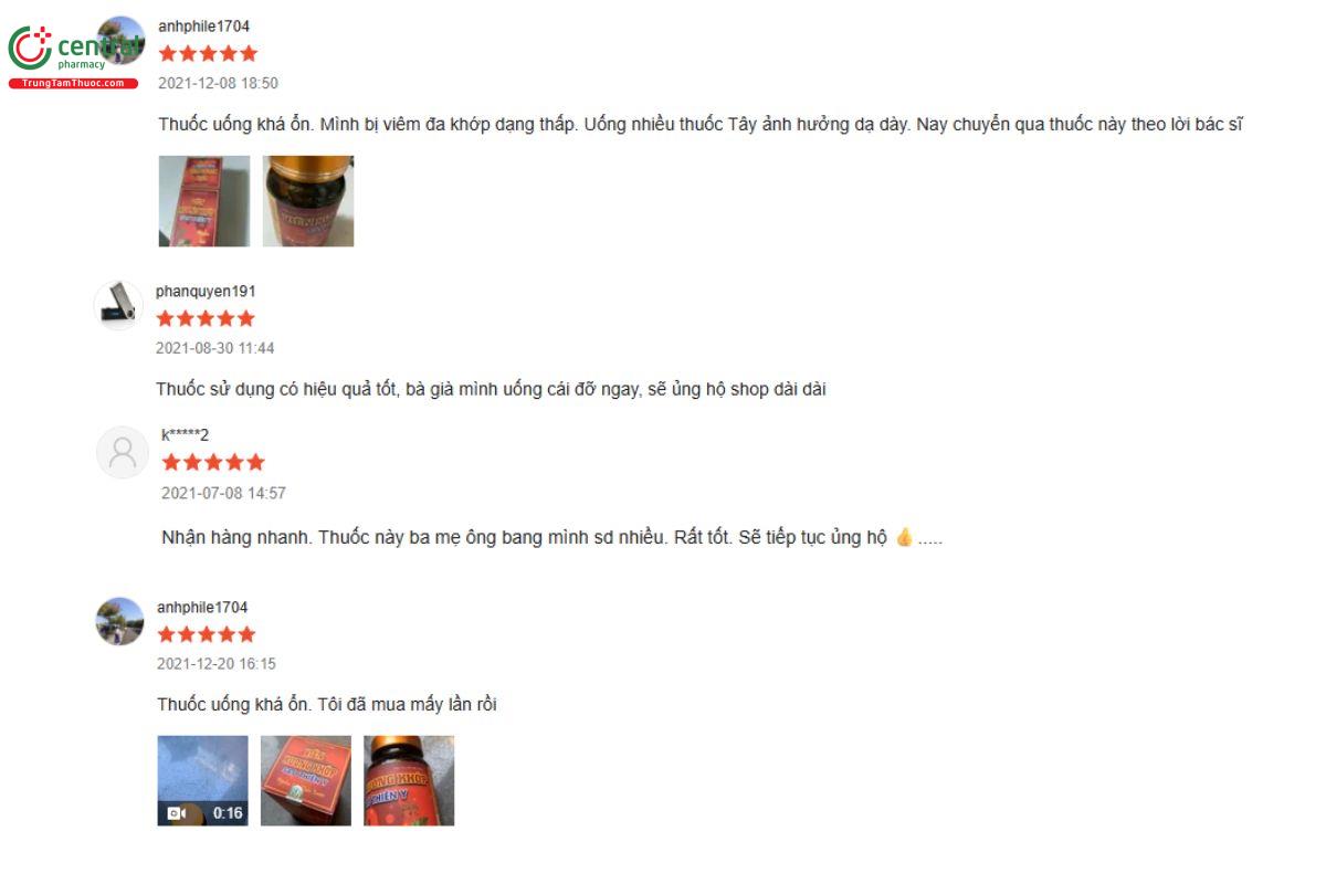đánh giá từ người dùng về sản phẩm Viên Xương Khớp Sao Thiên Y