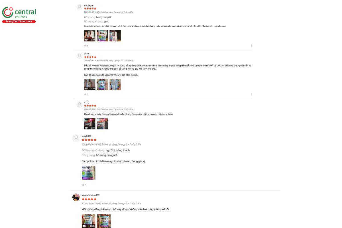 Cảm nhận và đánh giá của những người đã mua và sử dụng Webber Naturals Triple Strength Omega-3 with CoQ10