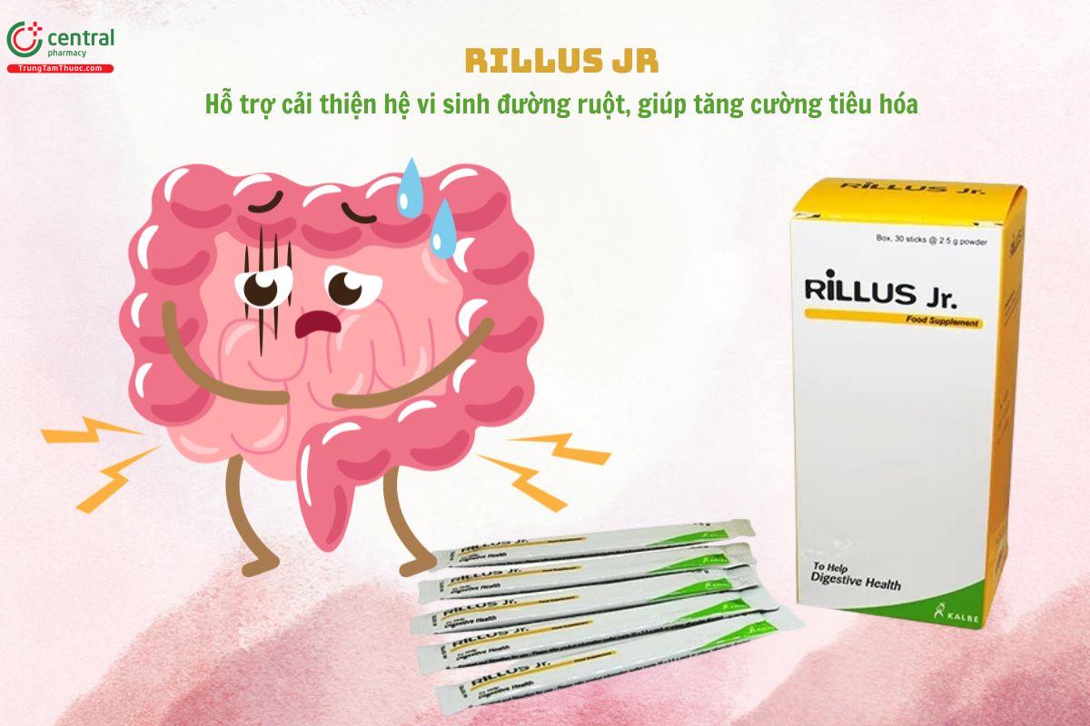 Rillus Jr. giúp cân bằng hệ bi sinh đường ruột, giảm rối loạn tiêu hóa
