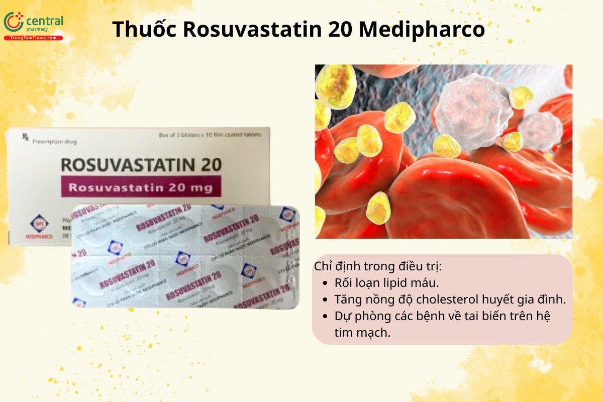 Chỉ định của thuốc Rosuvastatin 20 Medipharco