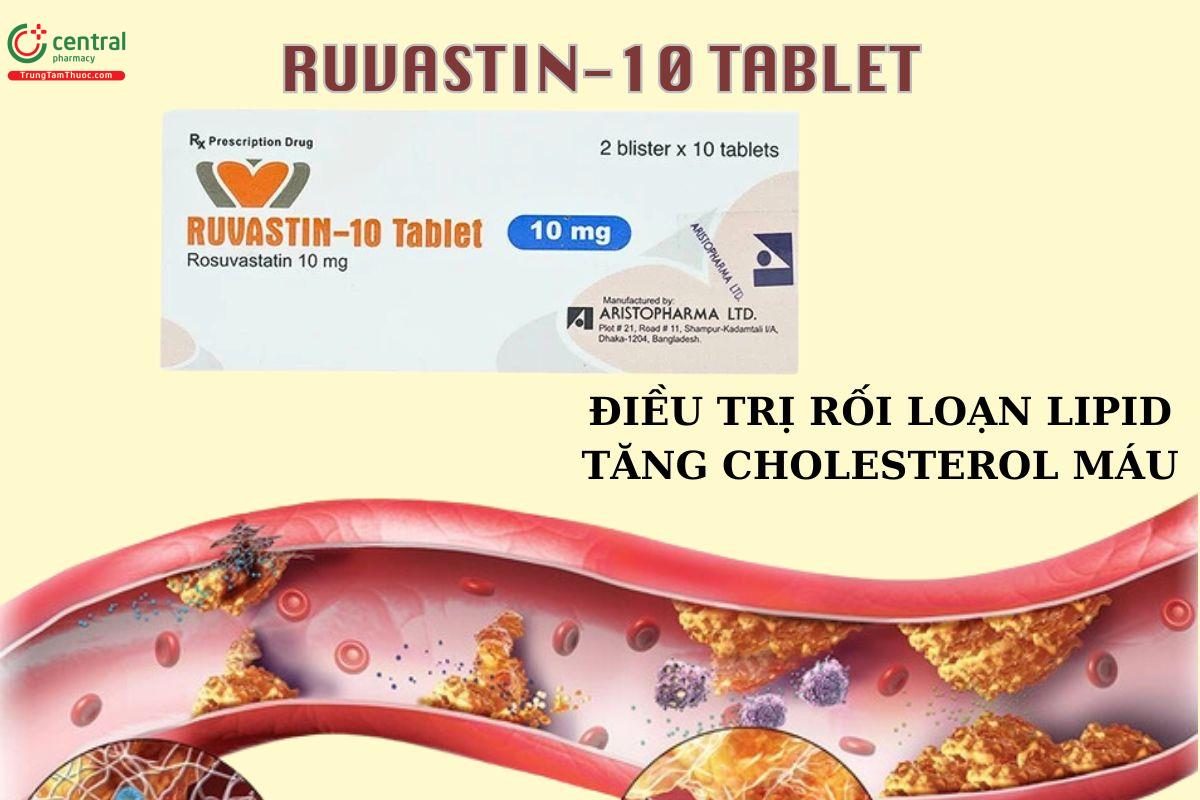 Thuốc Ruvastin-10 Tablet điều trị rối loạn lipid, tăng cholesterol máu