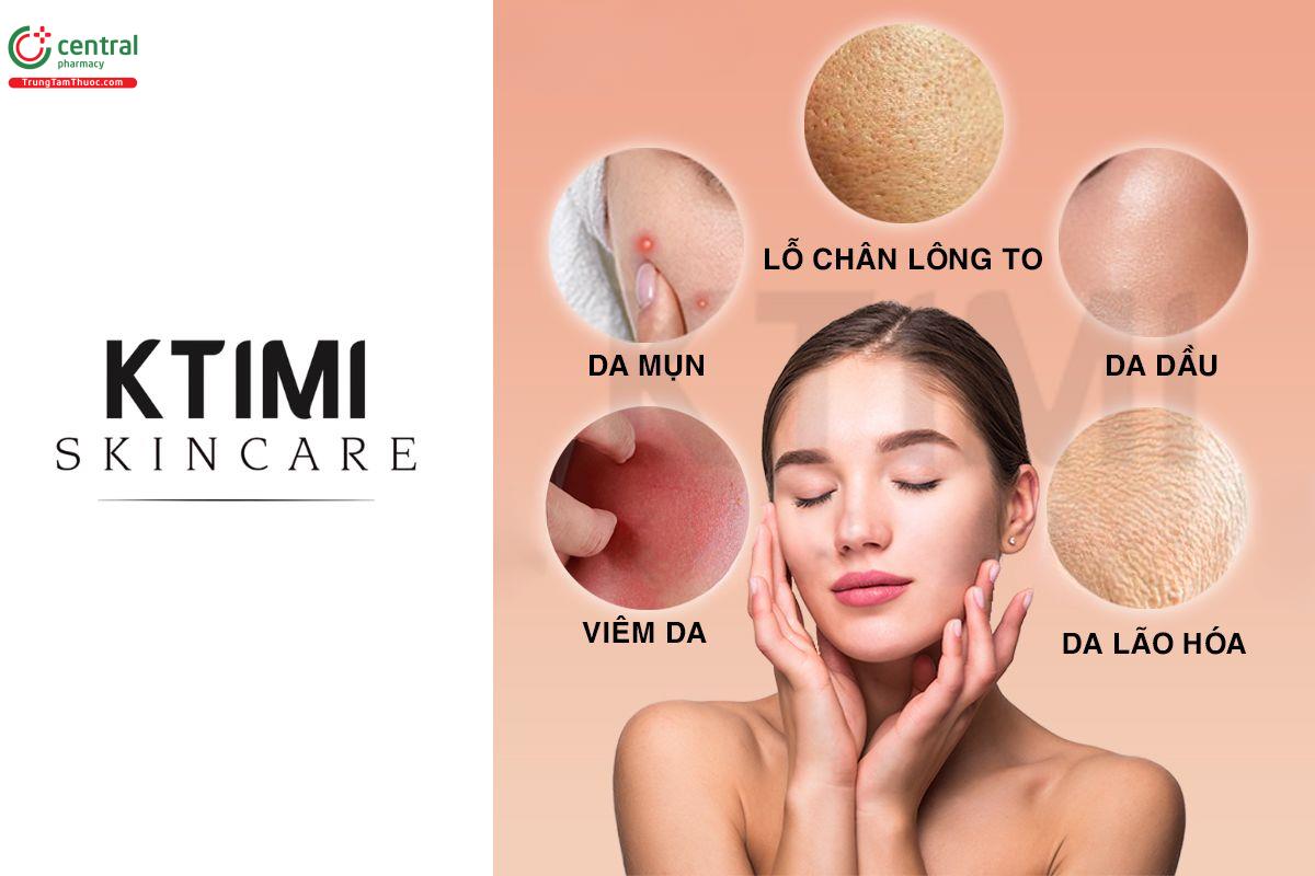 Sản phẩm của Công ty TNHH KTIMI Việt Nam hướng tới giải quyết các vấn đề da mụn, viêm da, lỗ chân lông to, da dầu, lão hóa da 