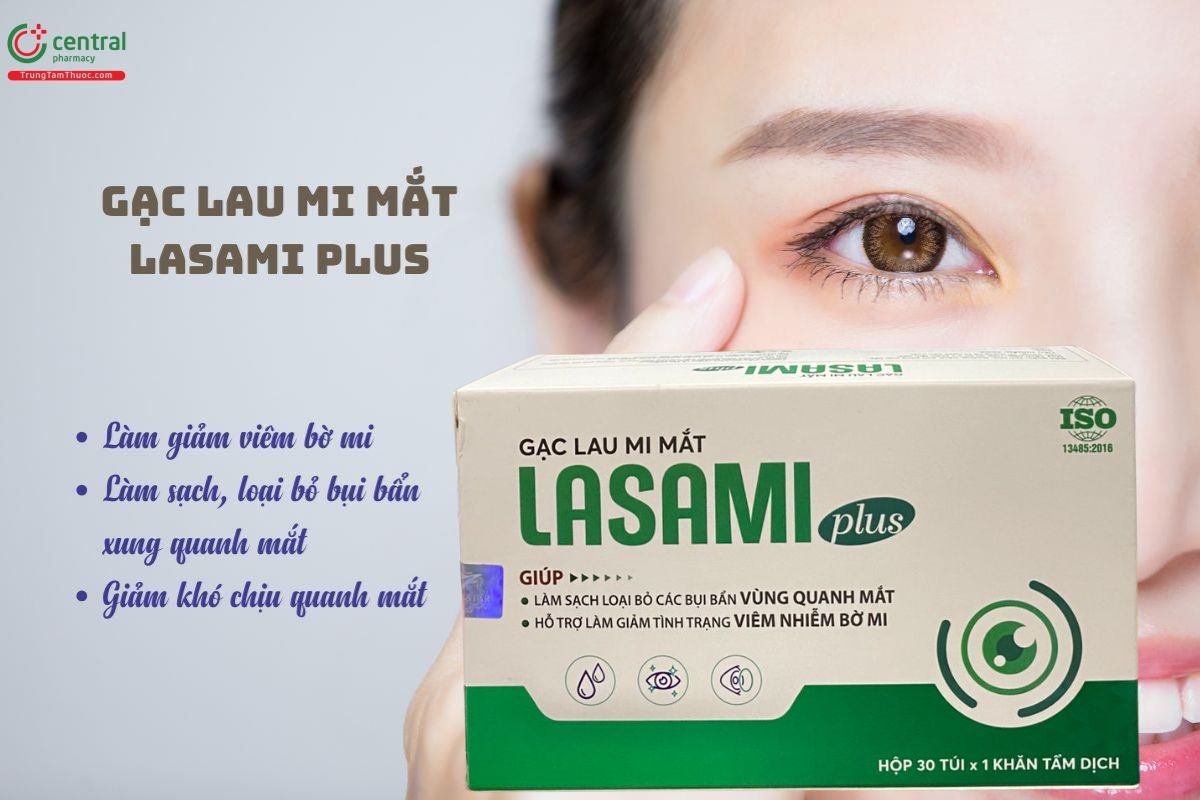 Gạc lau mi mắt Lasami Plus - Loại bỏ bụi bẩn, giảm viêm bờ mi