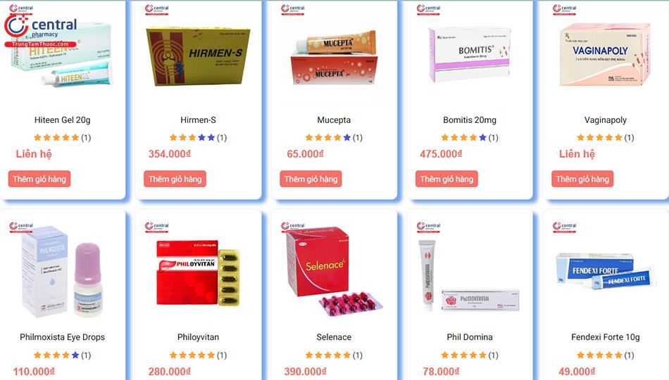 Một số sản phẩm của PHIL Inter Pharma