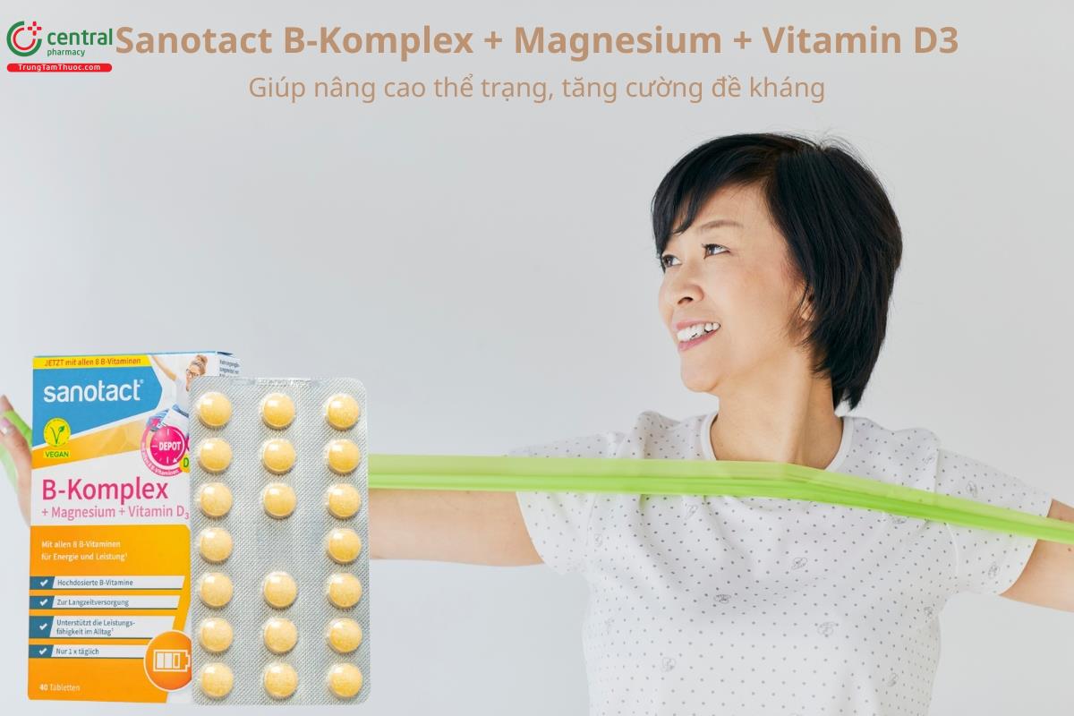 Sanotact B-Komplex + Magnesium + Vitamin D3 hỗ trợ tăng cường đề kháng