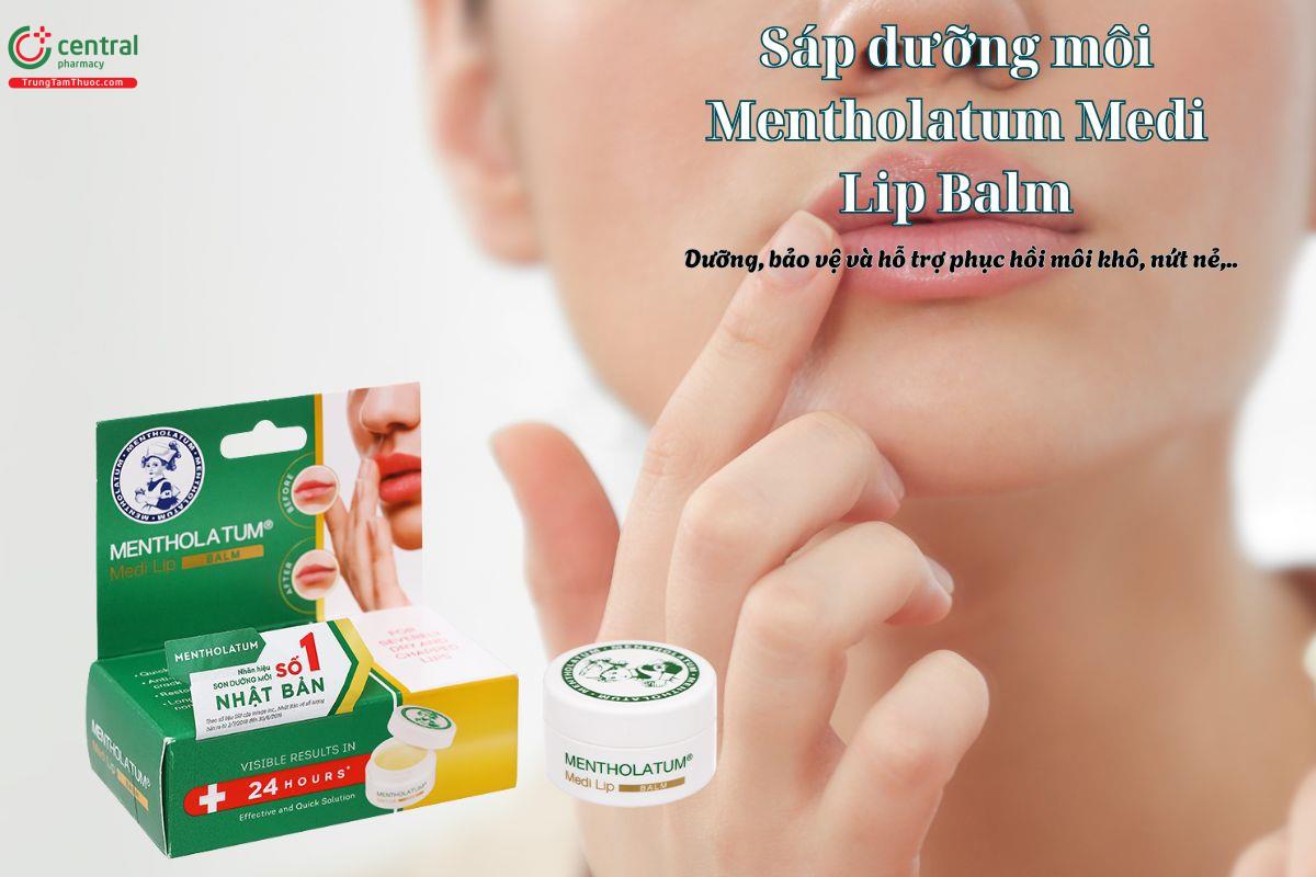 Sáp dưỡng môi Mentholatum Medi Lip Balm giúp làm mềm môi, giảm khô môi, nứt nẻ