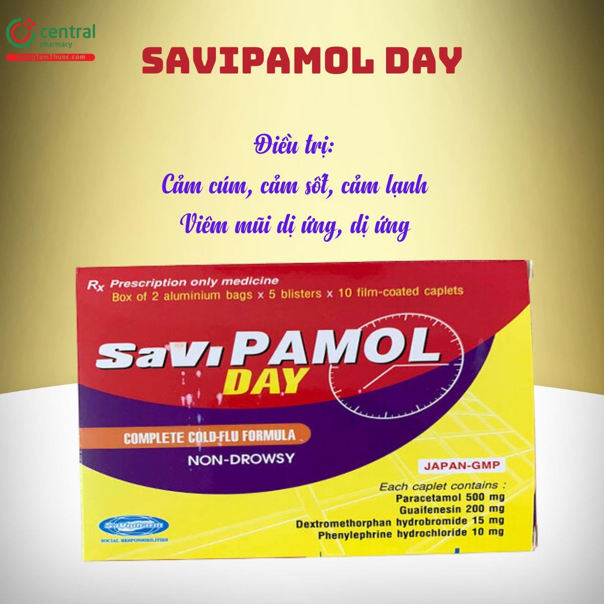 Thuốc SaViPamol Day điều trị cảm lạnh, cảm cúm, cảm sốt, dị ứng