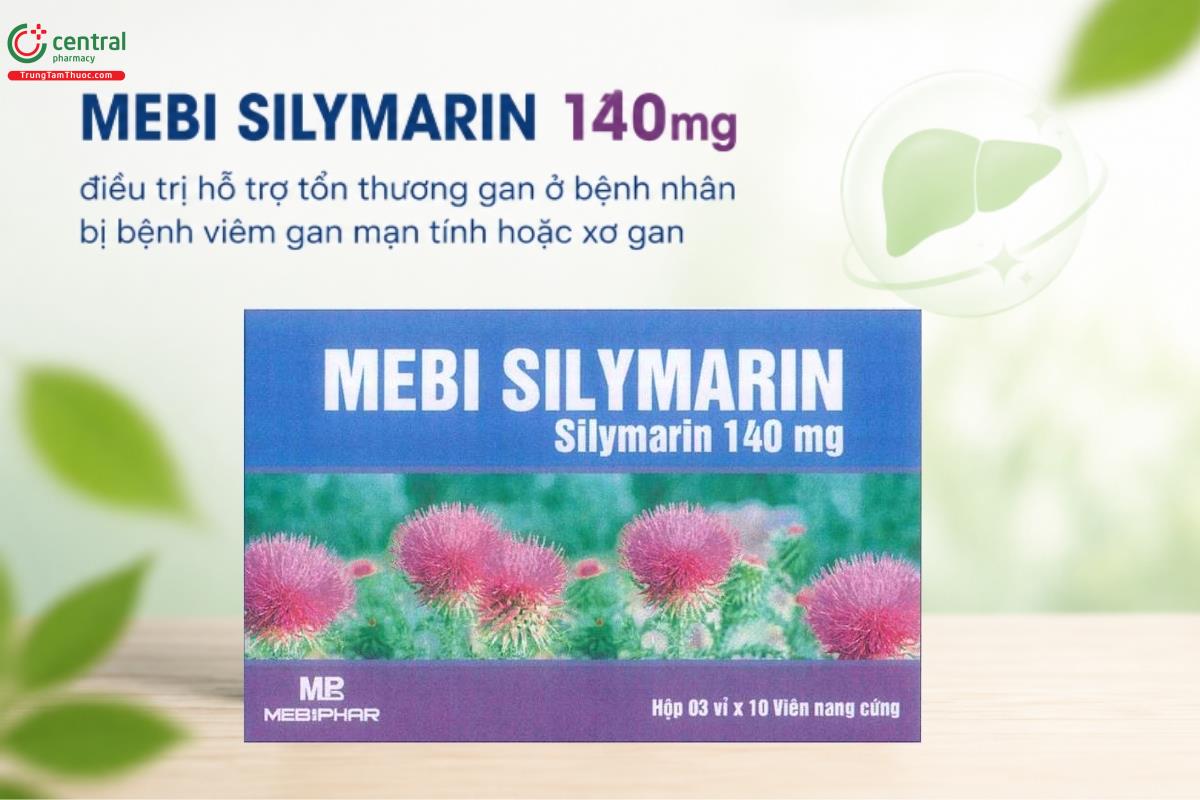 Thuốc MEBI SILYMARIN 140mg điều trị hỗ trợ tổn thương gan ở bệnh nhân bị bệnh viêm gan mạn tính hoặc xơ gan