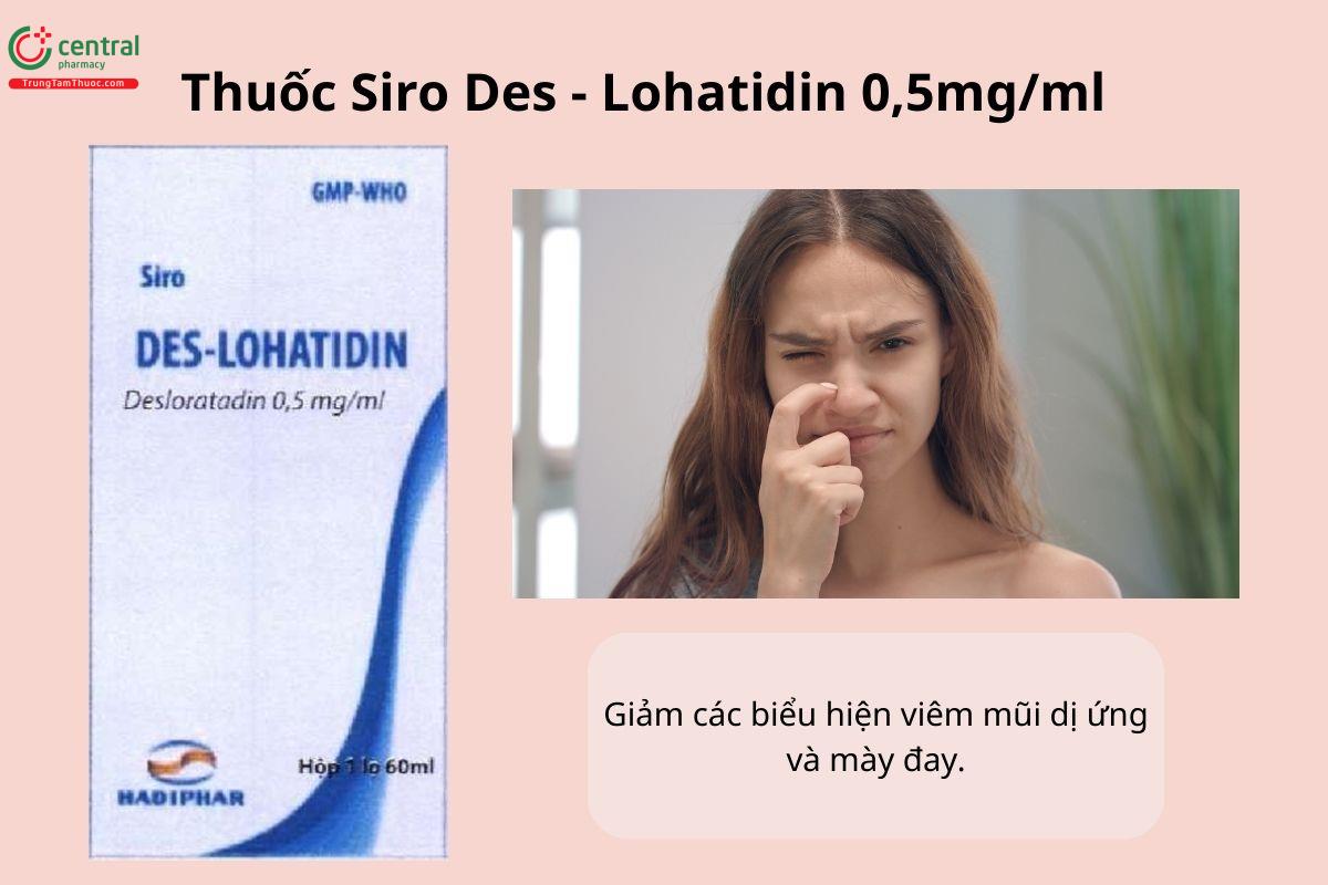 Chỉ định của thuốc Siro Des - Lohatidin 0,5mg/ml