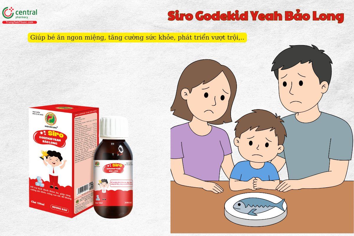 Siro Godekid Yeah Bảo Long giúp tăng cảm giác thèm ăn, kích thích ăn ngon miệng, tăng đề kháng cho trẻ