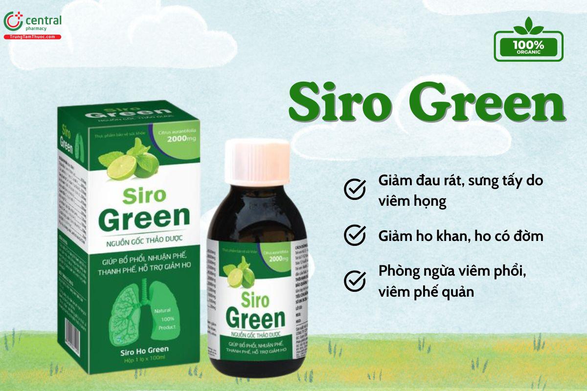 Siro Green 100ml hỗ trợ bổ phế, giúp giảm ho, khản tiếng, long đờm