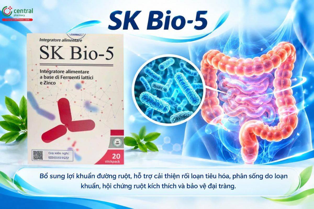  SK Bio-5 bổ sung lợi khuẩn, hỗ trợ cải thiện rối loạn tiêu hóa