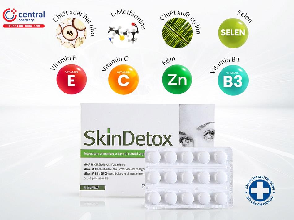 SkinDetox Pharmalife chứa chiết xuất thảo dược và vitamin có lợi cho làn da