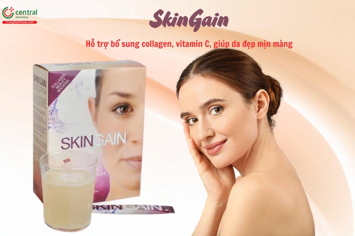 SkinGain bổ sung Collagen và Vitamin C giúp da trắng mịn, mạnh gân, cơ