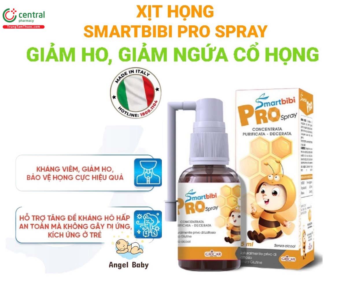 Smartbibi Pro Spray giúp giảm viêm họng, đau rát họng