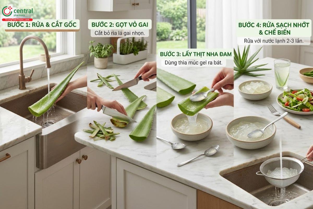 Nên sơ chế nha đam cẩn thận trước khi sử dụng