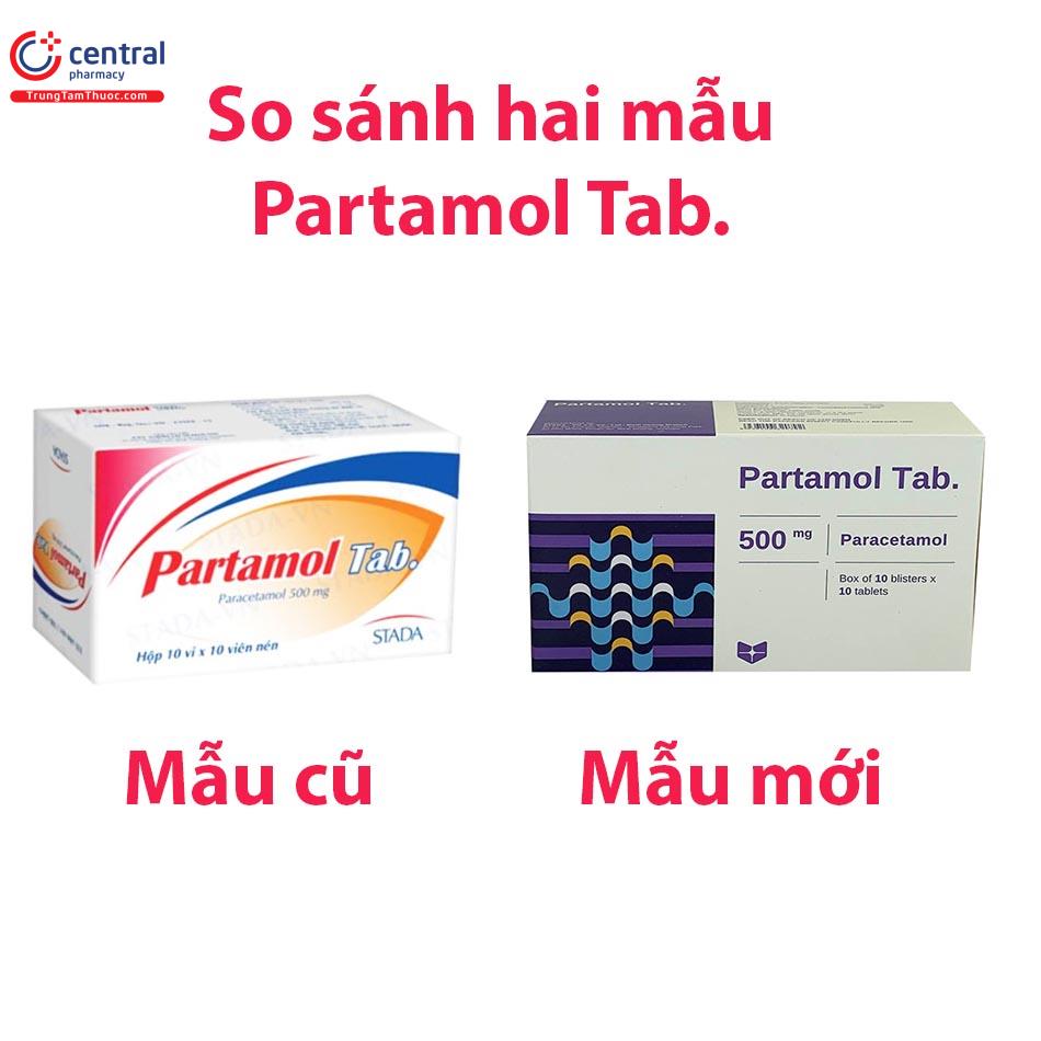So sánh hai mẫu Partamol Tab. 