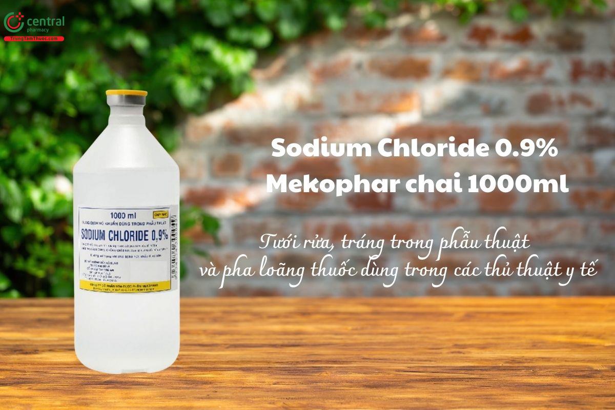 Dung dịch Sodium Chloride 0.9% Mekophar chai 1000ml được dùng để tưới rửa, tráng trong phẫu thuật và pha loãng thuốc dùng trong các thủ thuật y tế