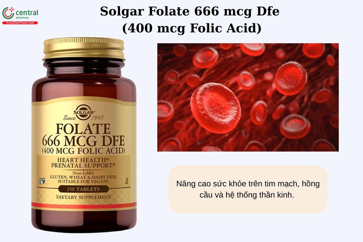 Công dụng của Solgar Folate 666 mcg Dfe (400 mcg Folic Acid)