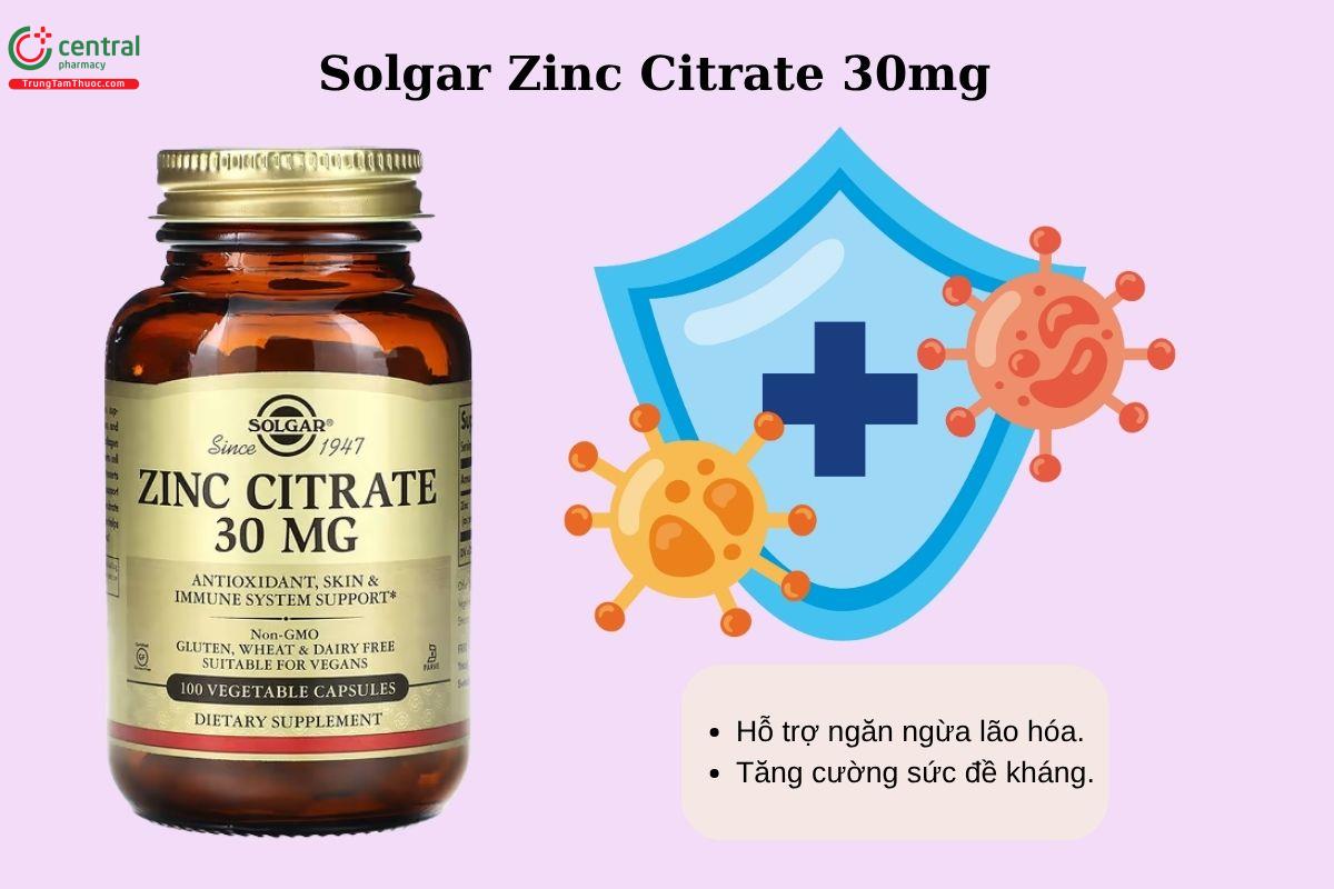 Công dụng của Solgar Zinc Citrate 30mg