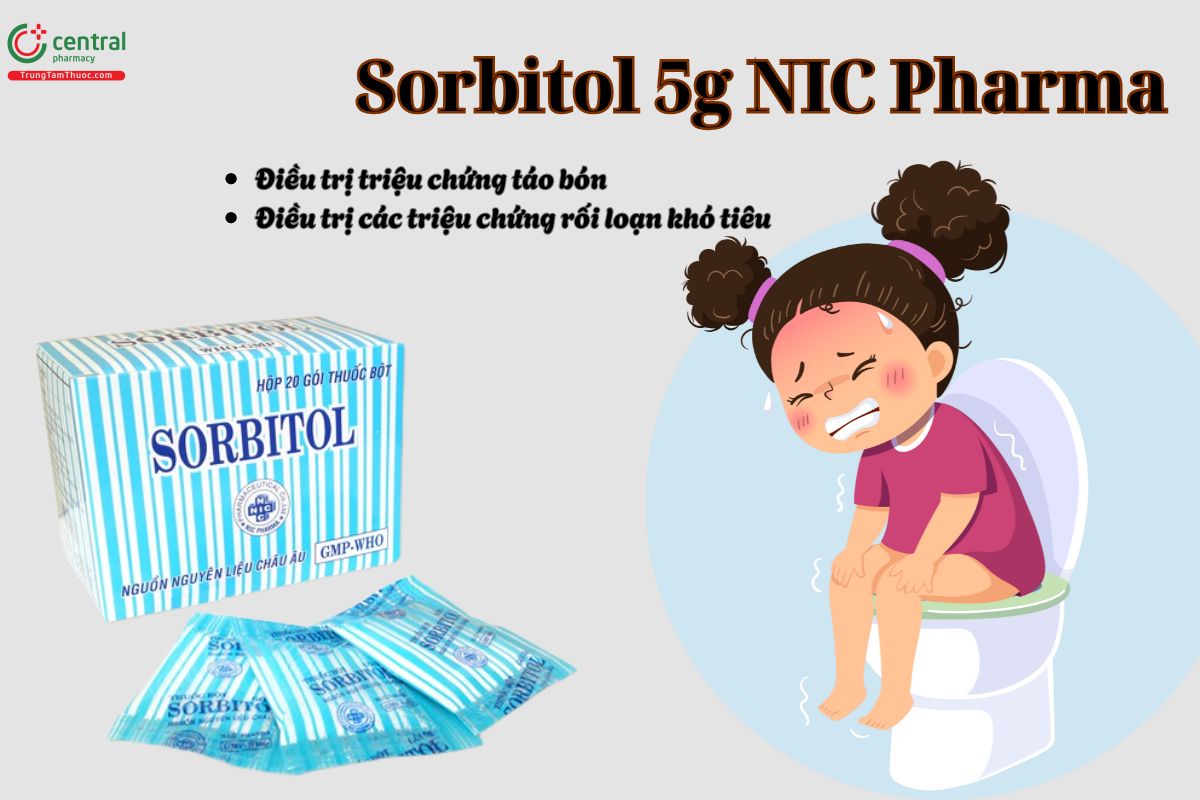 Thuốc Sorbitol 5g NIC Pharma điều trị triệu chứng rối loạn tiêu hoá