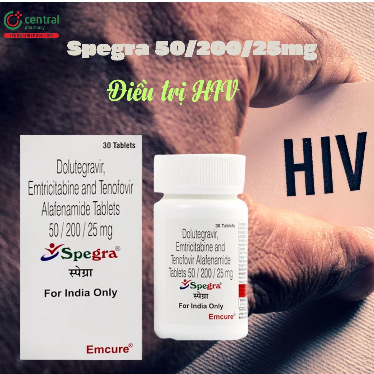 Thuốc Spegra 50mg/200mg/25mg Emcure - Thuốc điều trị HIV-1