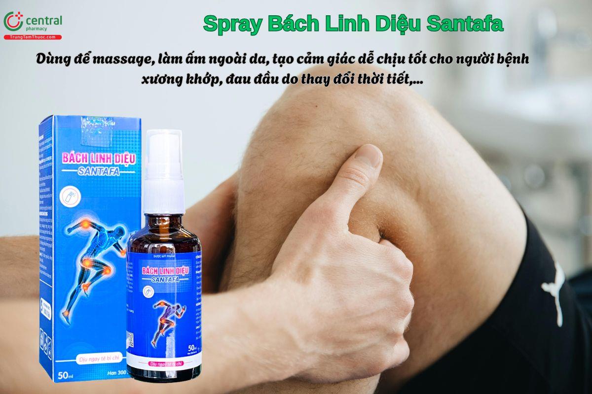Xịt Spray Bách Linh Diệu Santafa giúp dịu đau nhức xương khớp, tê bì chi