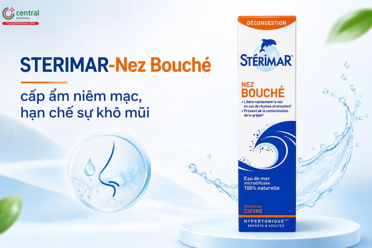 STERIMAR-Nez Bouché cấp ẩm niêm mạc, hạn chế sự khô mũi