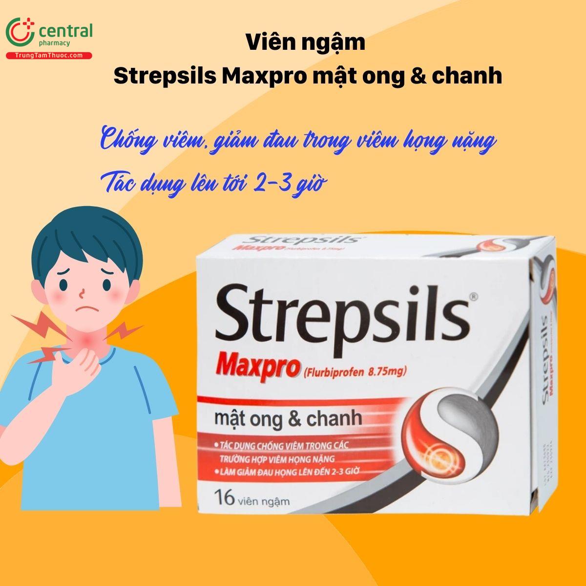 Thuốc Strepsils Maxpro giảm viêm, đau trong viêm họng nặng