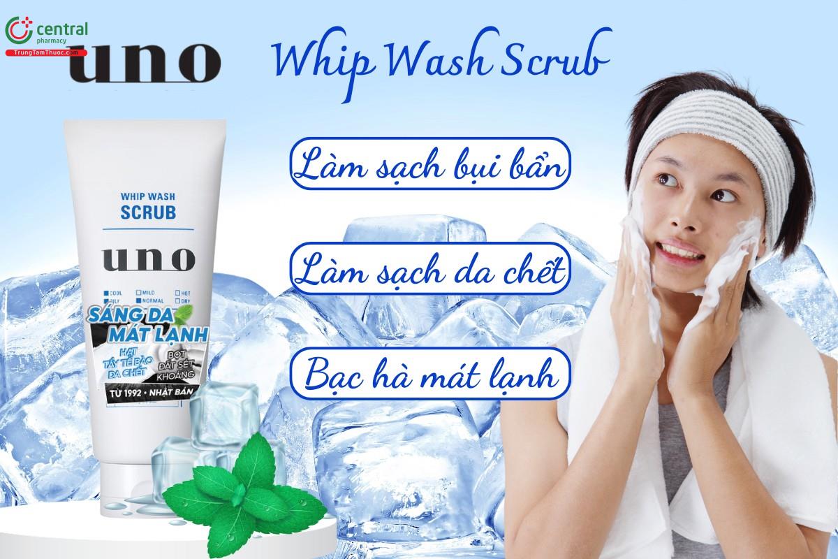 Sữa rửa mặt UNO Whip Wash Scrub - Dạng hạt dễ dàng làm sạch sáng da