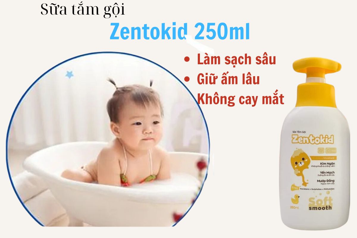 Sữa tắm gội toàn thân Zentokid 250ml dùng được cho cả trẻ sơ sinh