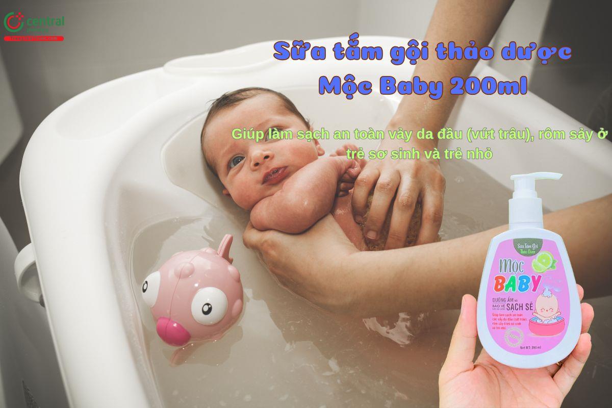 Sữa tắm gội thảo dược Mộc Baby 200ml giúp dưỡng ẩm, làm sạch da trẻ sơ sinh và trẻ nhỏ