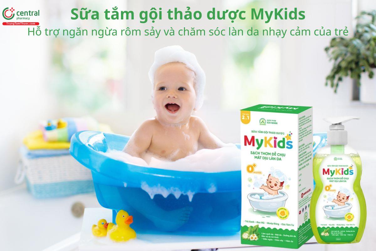 Sữa tắm gội thảo dược MyKids hỗ trợ ngăn ngừa rôm sảy và chăm sóc làn da bé