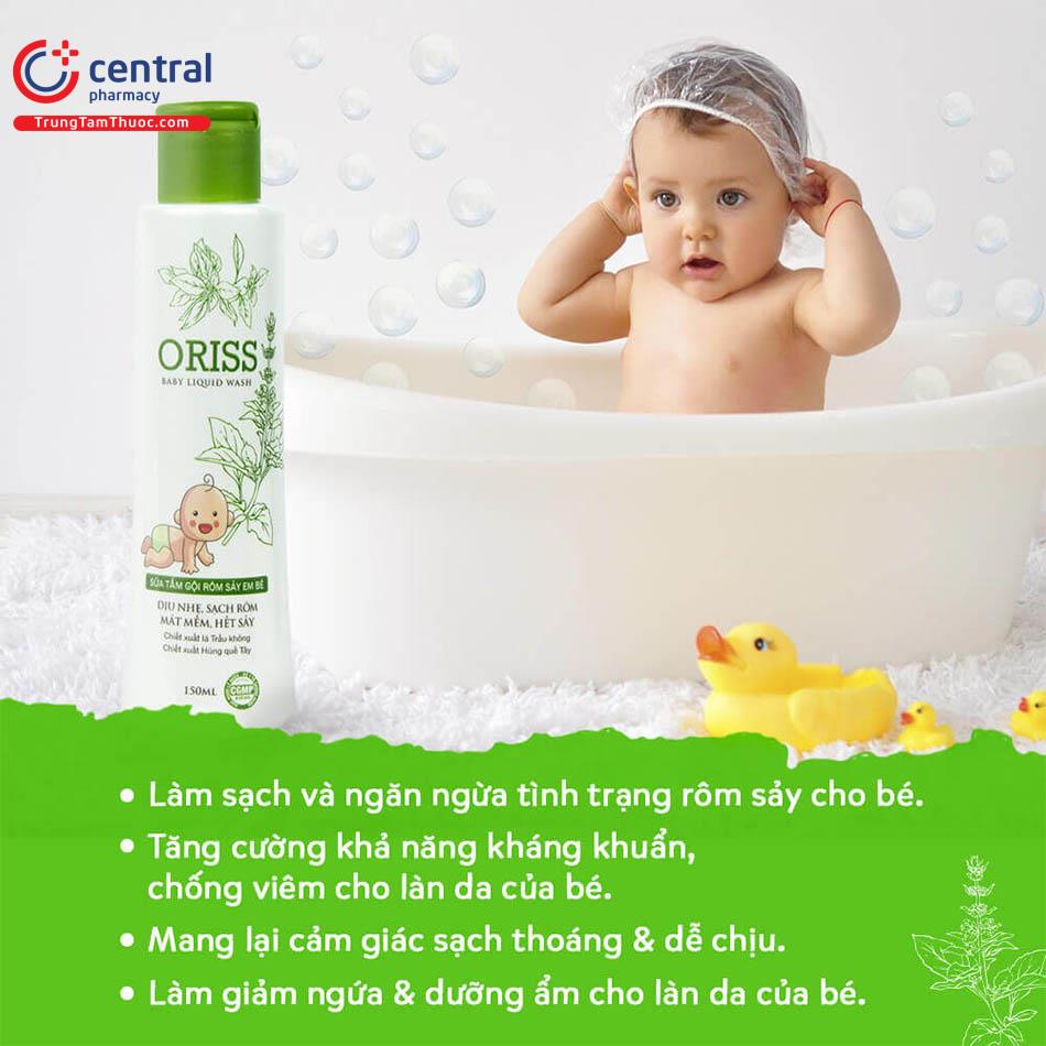 Sữa tắm Oriss Baby Liquid Wash làm sạch da bé