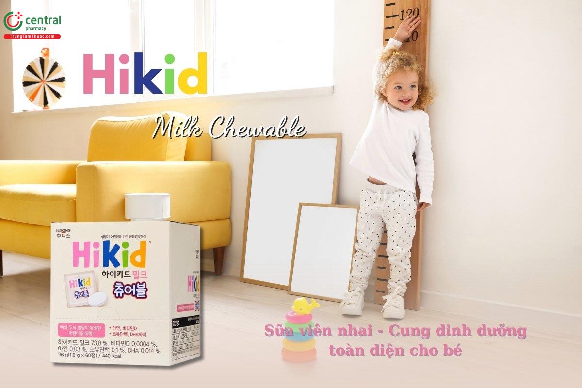 Sữa viên Hikid Milk Chewable cung cấp đầy đủ các chất dinh dưỡng thiết yếu, hỗ trợ trẻ phát triển toàn diện