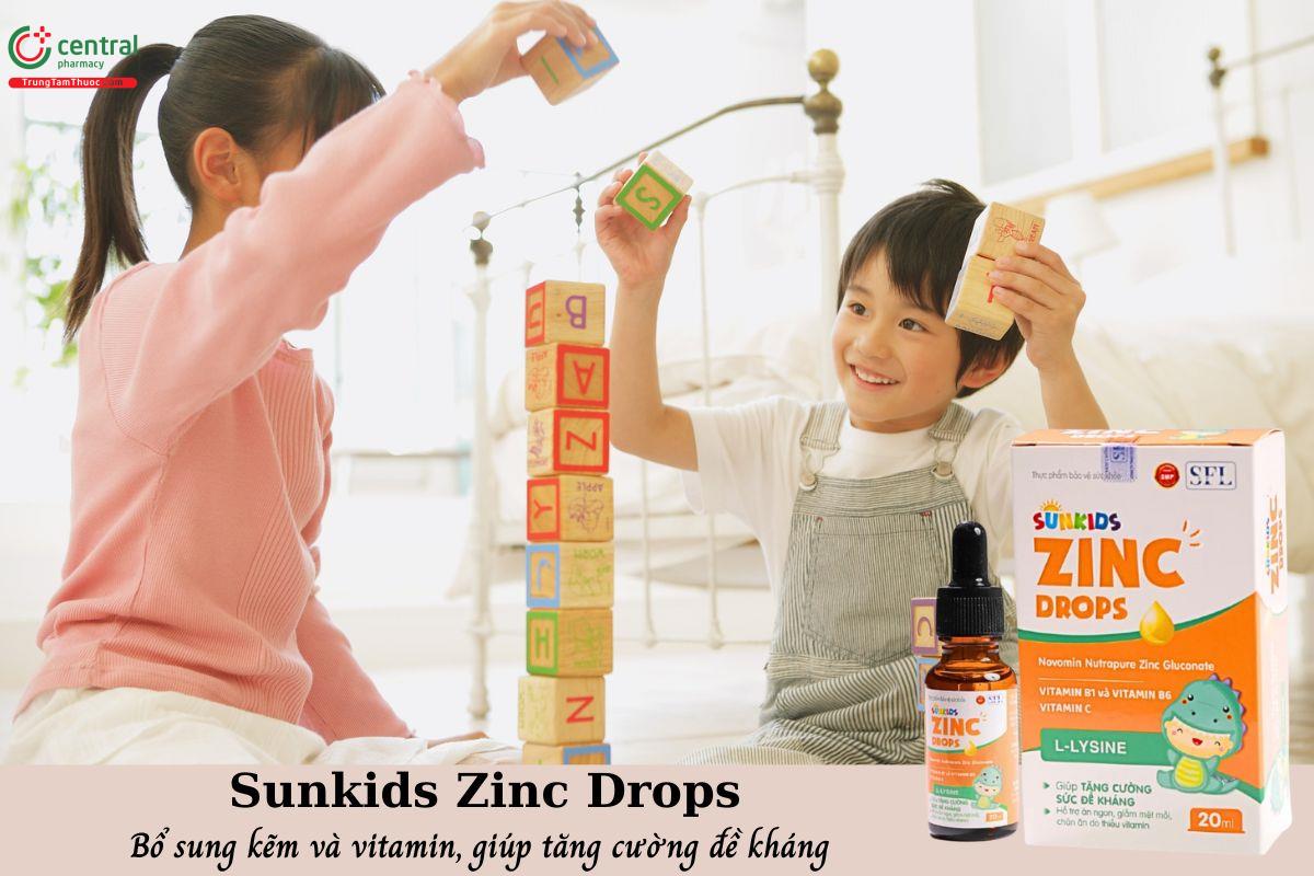 Sunkids Zinc Drops - Bổ sung kẽm, L-Lysine, giúp tăng cường đề kháng