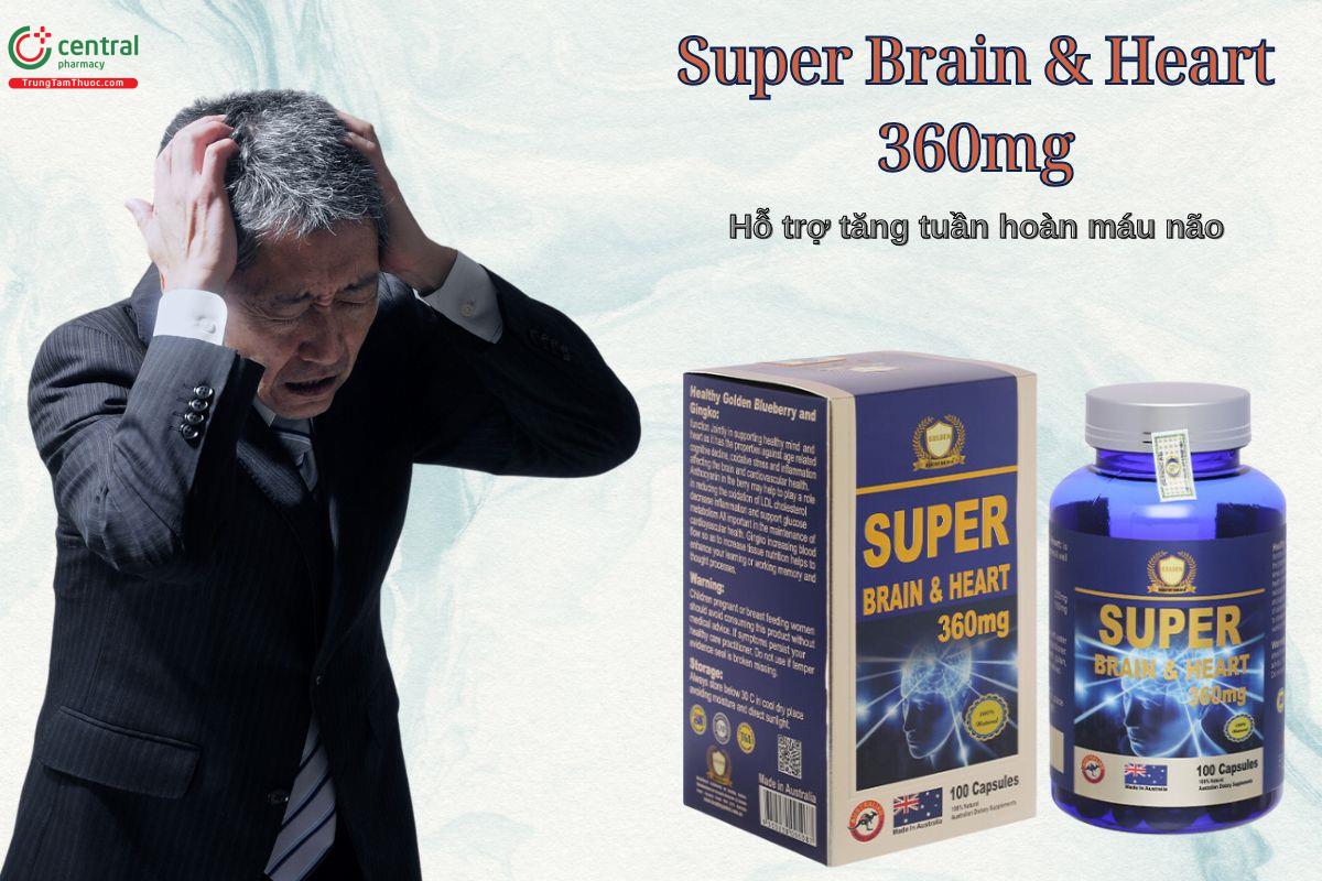 Viên uống Super Brain & Heart 360mg giúp hỗ trợ lưu thông khí huyết, tăng cường tuần hoàn não