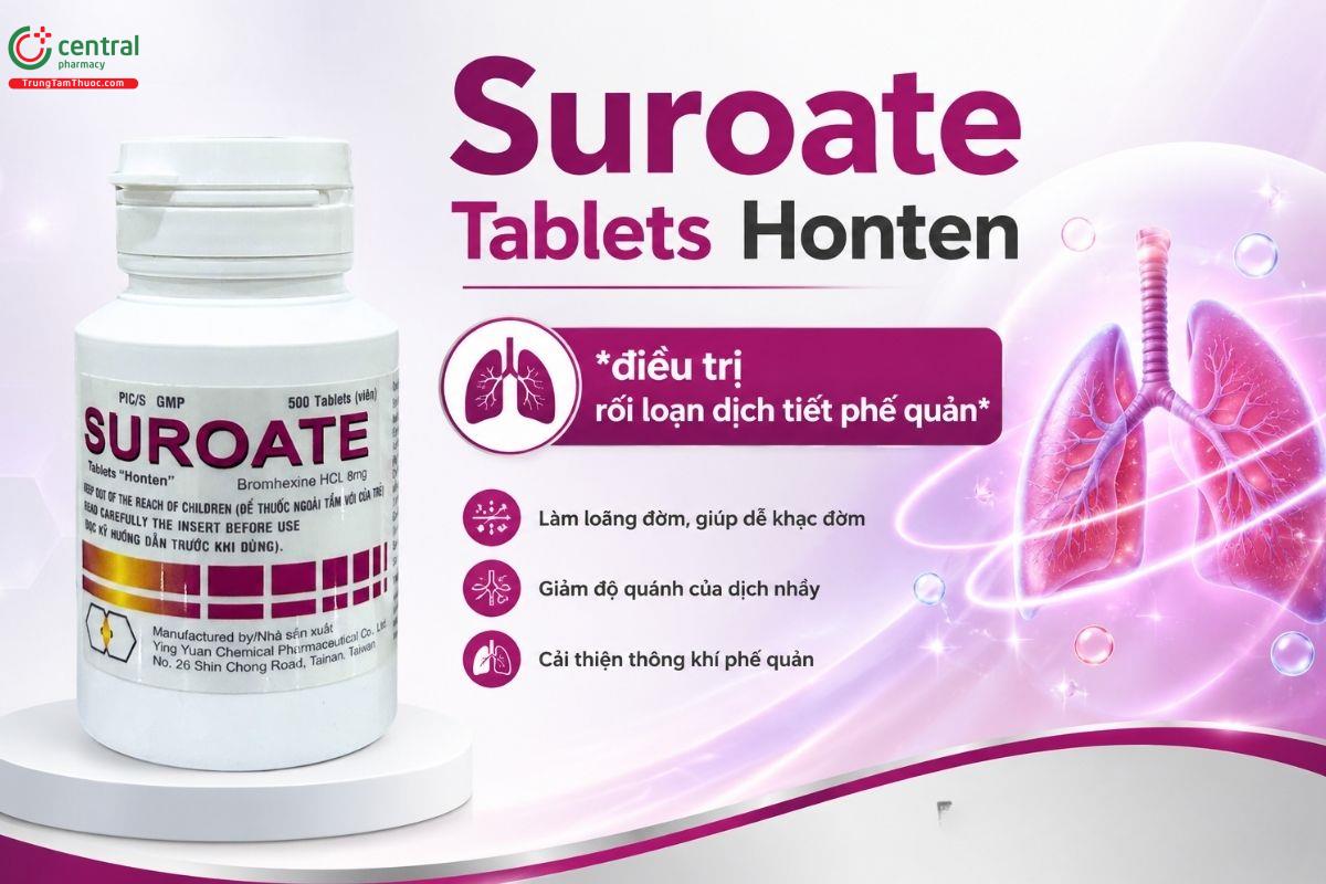 Thuốc Suroate Tablets Honten - điều trị rối loạn dịch tiết phế quản