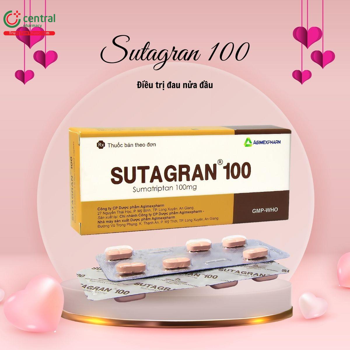 Thuốc Sutagran 100 điều trị triệu chứng của đau nửa đầu cấp tính