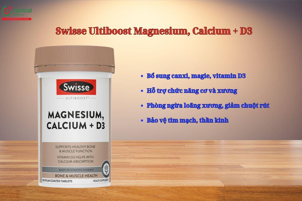 Swisse Ultiboost Magnesium, Calcium + D3 tăng cường sức khỏe cơ xương