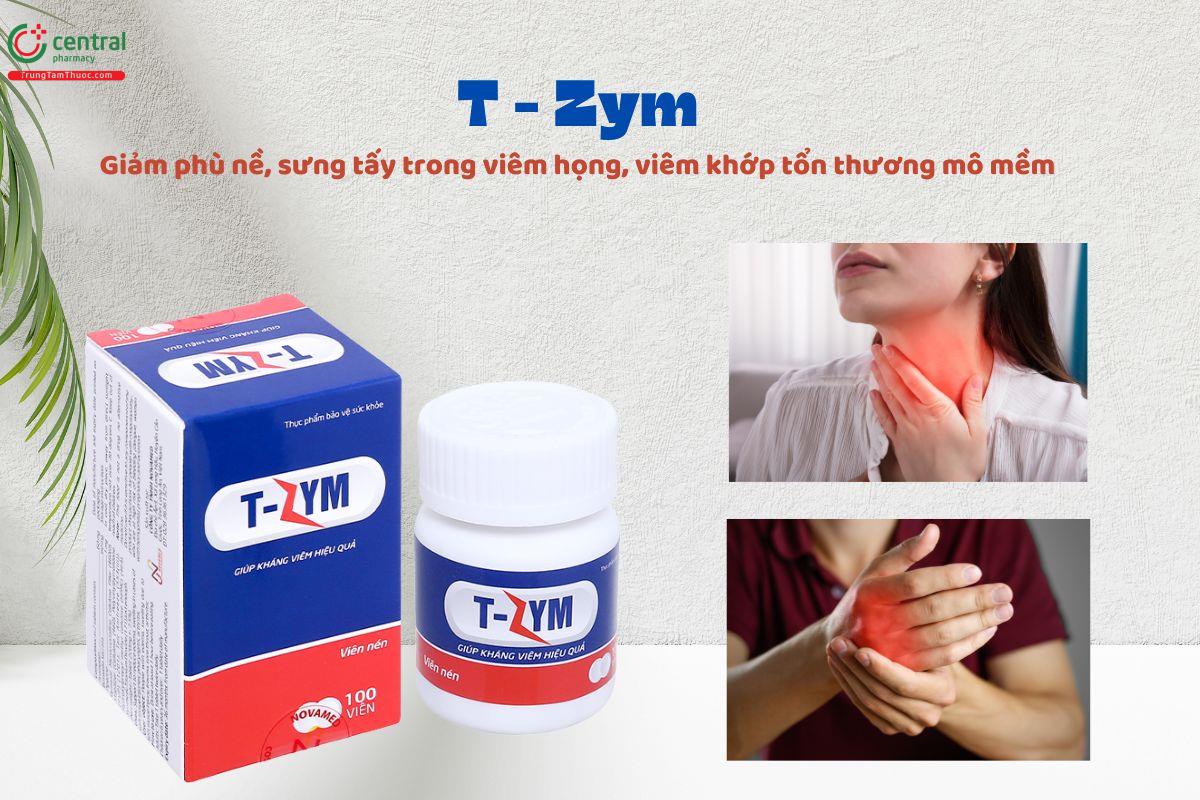 T - Zym - Giảm phù nề, sưng tấy trong viêm họng, viêm khớp