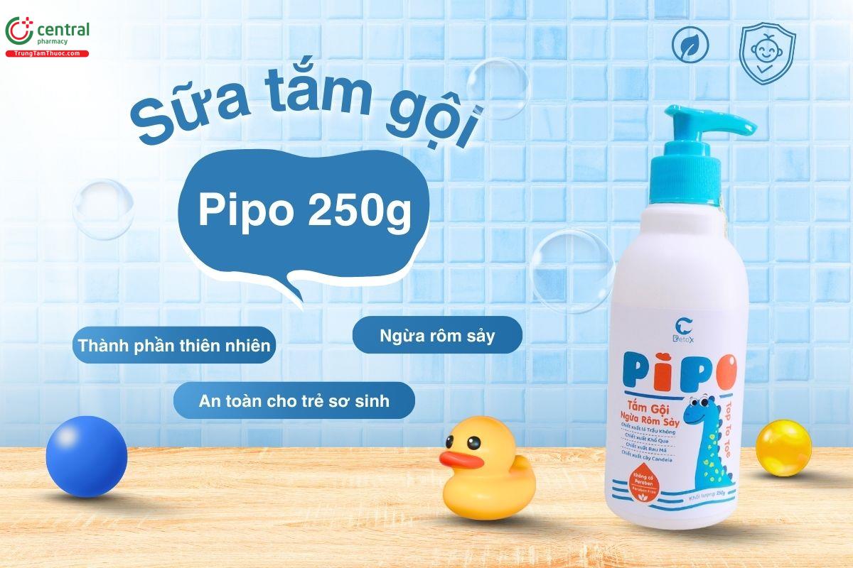 Sữa Tắm Gội Ngừa Rôm Sảy Pipo C-Renew 250g sạch sâu, mịn màng cho làn da bé