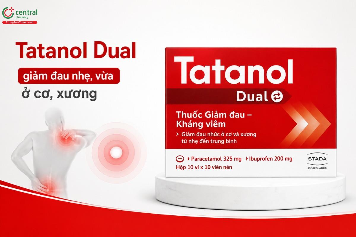 Thuốc Tatanol Dual giảm đau nhẹ, vừa ở cơ, xương