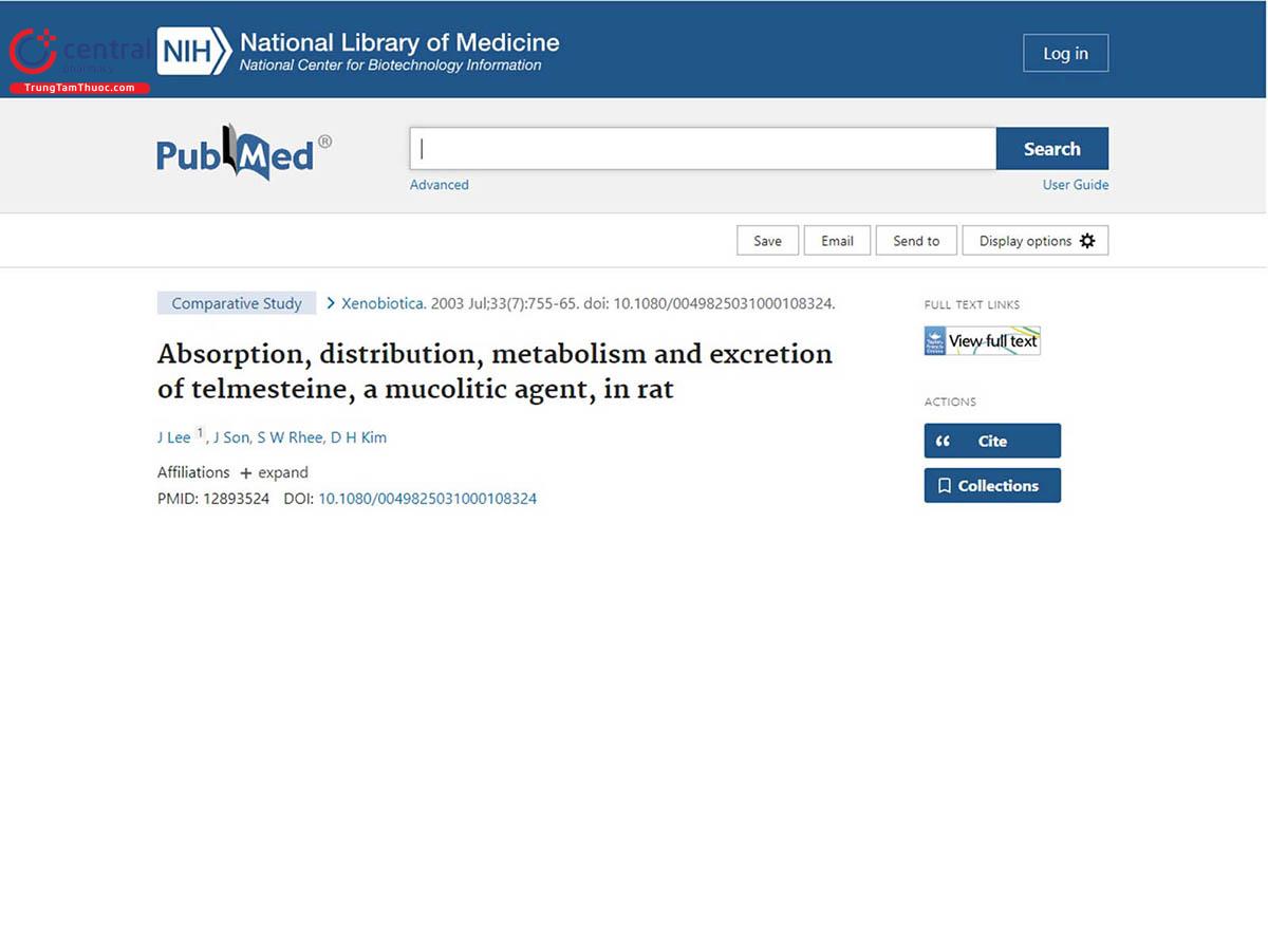 Absorption, distribution, metabolism and excretion of telmesteine, a mucolitic agent, in rat