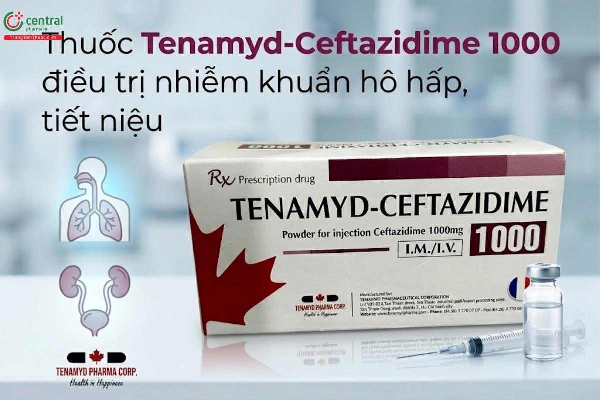 Thuốc Tenamyd-Ceftazidime 1000 điều trị nhiễm khuẩn hô hấp, tiết niệu