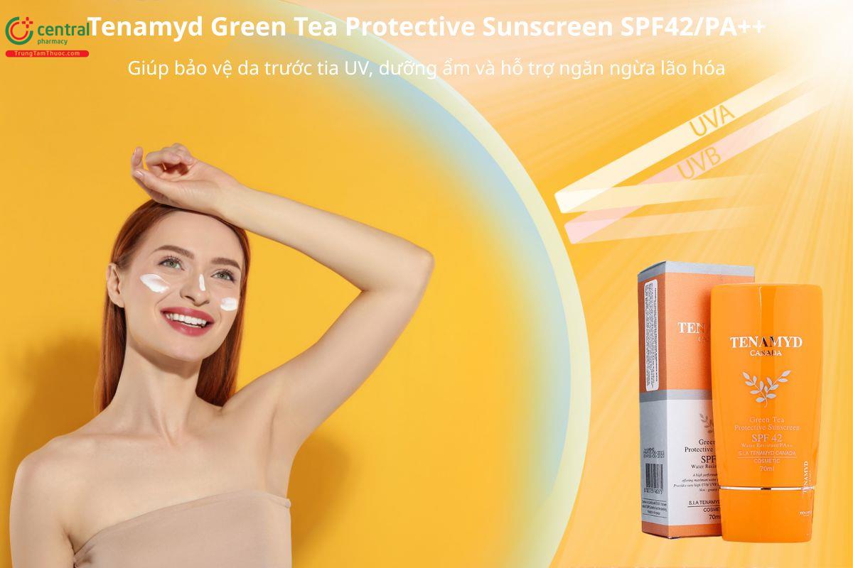 Kem Tenamyd Green Tea Protective Sunscreen SPF42/PA++ hỗ trợ bảo vệ da trước tia UV