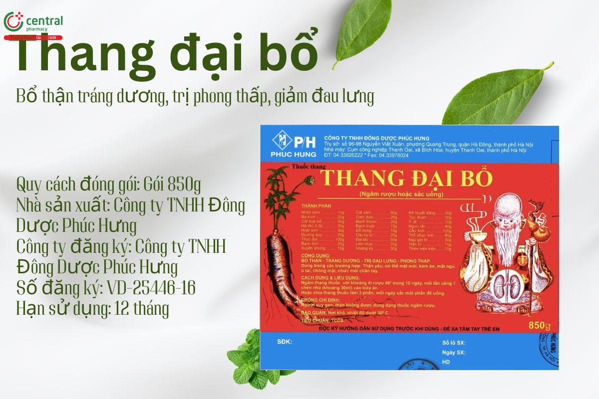 Thang đại bổ bổ thận tráng dương, trị đau lưng